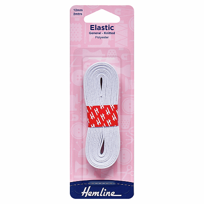 H620.12 General Purpose Knitted Elastic: 2m x 12mm: White 